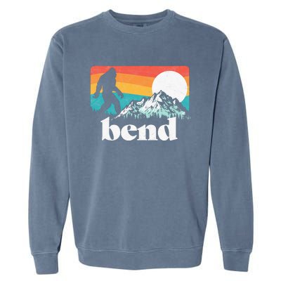 Bend Oregon Retro Bigfoot Mountains Garment-Dyed Sweatshirt