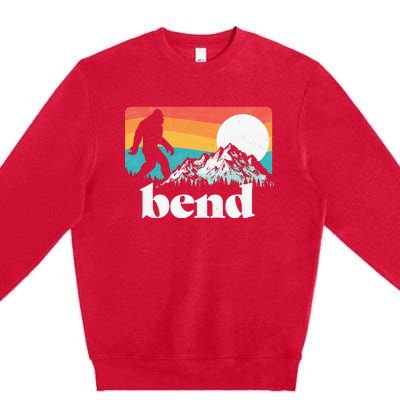 Bend Oregon Retro Bigfoot Mountains Premium Crewneck Sweatshirt