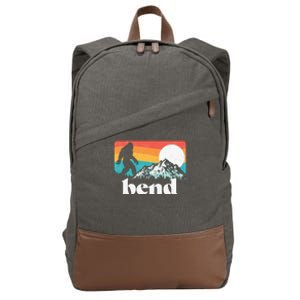 Bend Oregon Retro Bigfoot Mountains Cotton Canvas Backpack