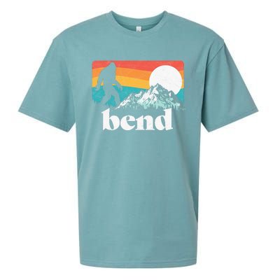 Bend Oregon Retro Bigfoot Mountains Sueded Cloud Jersey T-Shirt