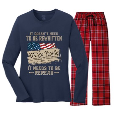 BILL OF RIGHTS US CONSTITUTION Women's Long Sleeve Flannel Pajama Set 