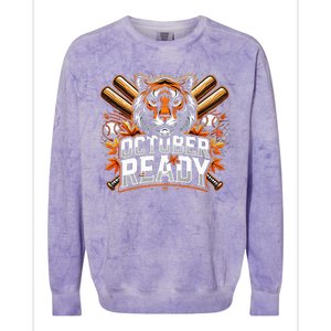 Baseball October Ready Tiger D Colorblast Crewneck Sweatshirt