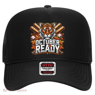Baseball October Ready Tiger D High Crown Mesh Back Trucker Hat
