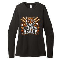 Baseball October Ready Tiger D Womens CVC Long Sleeve Shirt