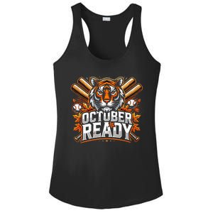 Baseball October Ready Tiger D Ladies PosiCharge Competitor Racerback Tank