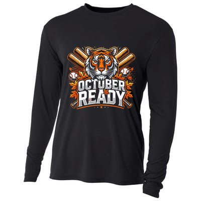Baseball October Ready Tiger D Cooling Performance Long Sleeve Crew