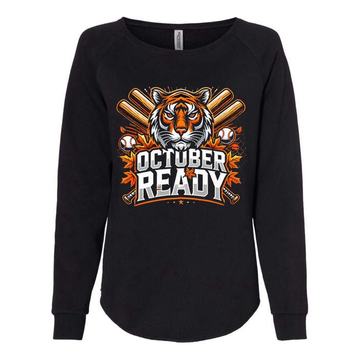 Baseball October Ready Tiger D Womens California Wash Sweatshirt