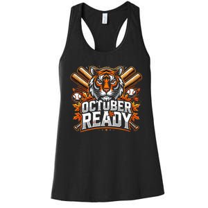 Baseball October Ready Tiger D Women's Racerback Tank