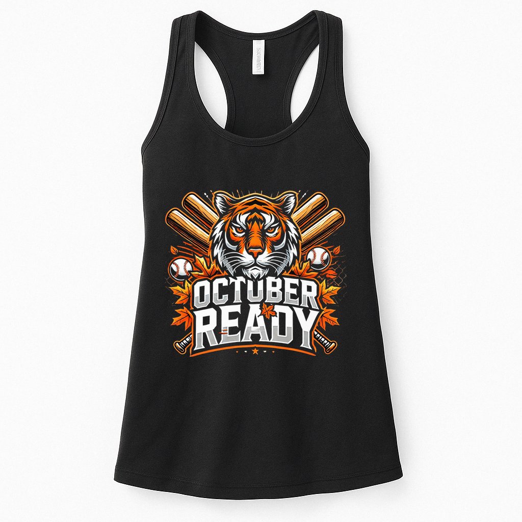 Baseball October Ready Tiger D Womens Tank Top