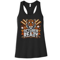 Baseball October Ready Tiger D Women's Racerback Tank