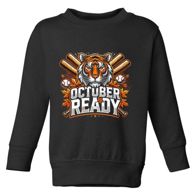 Baseball October Ready Tiger D Toddler Sweatshirt