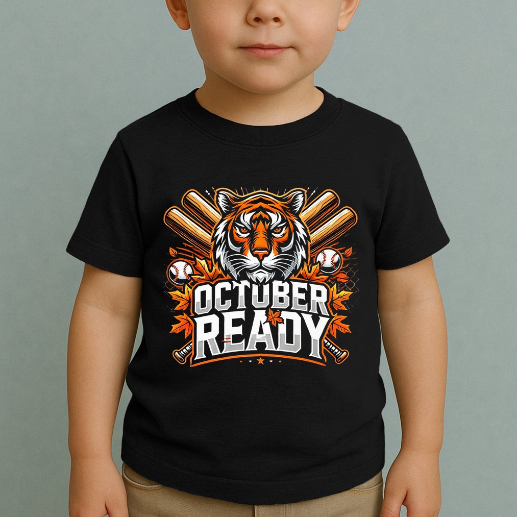 Baseball October Ready Tiger D Toddler T-Shirt