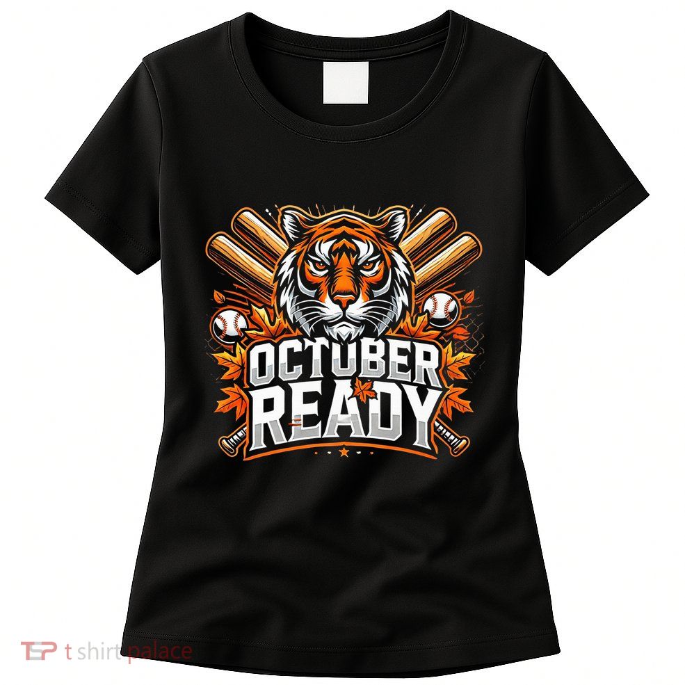 Baseball October Ready Tiger D Womens T-Shirt