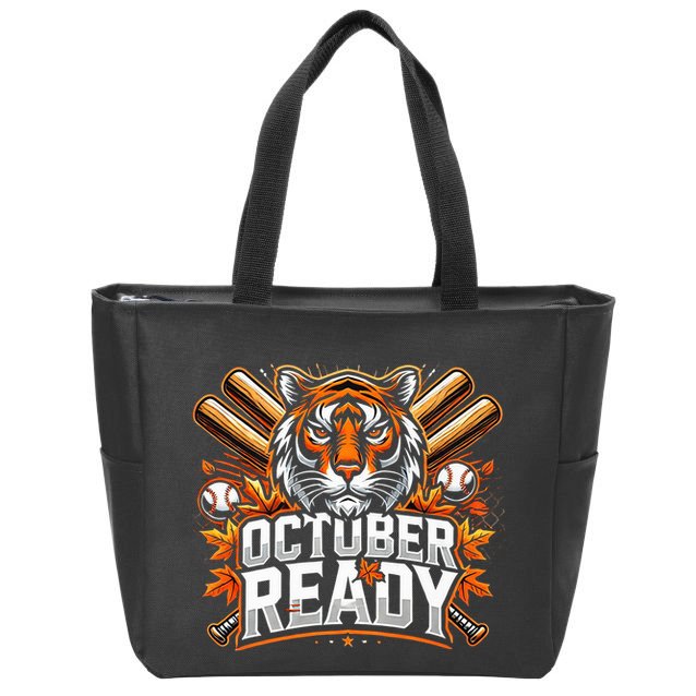 Baseball October Ready Tiger D Zip Tote Bag