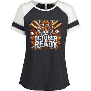 Baseball October Ready Tiger D Enza Ladies Jersey Colorblock Tee