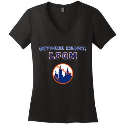 Baseball October Ready Lfgm Graphic Women's V-Neck T-Shirt