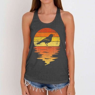 Bird Oriole Retro Sunset Women's Knotted Racerback Tank