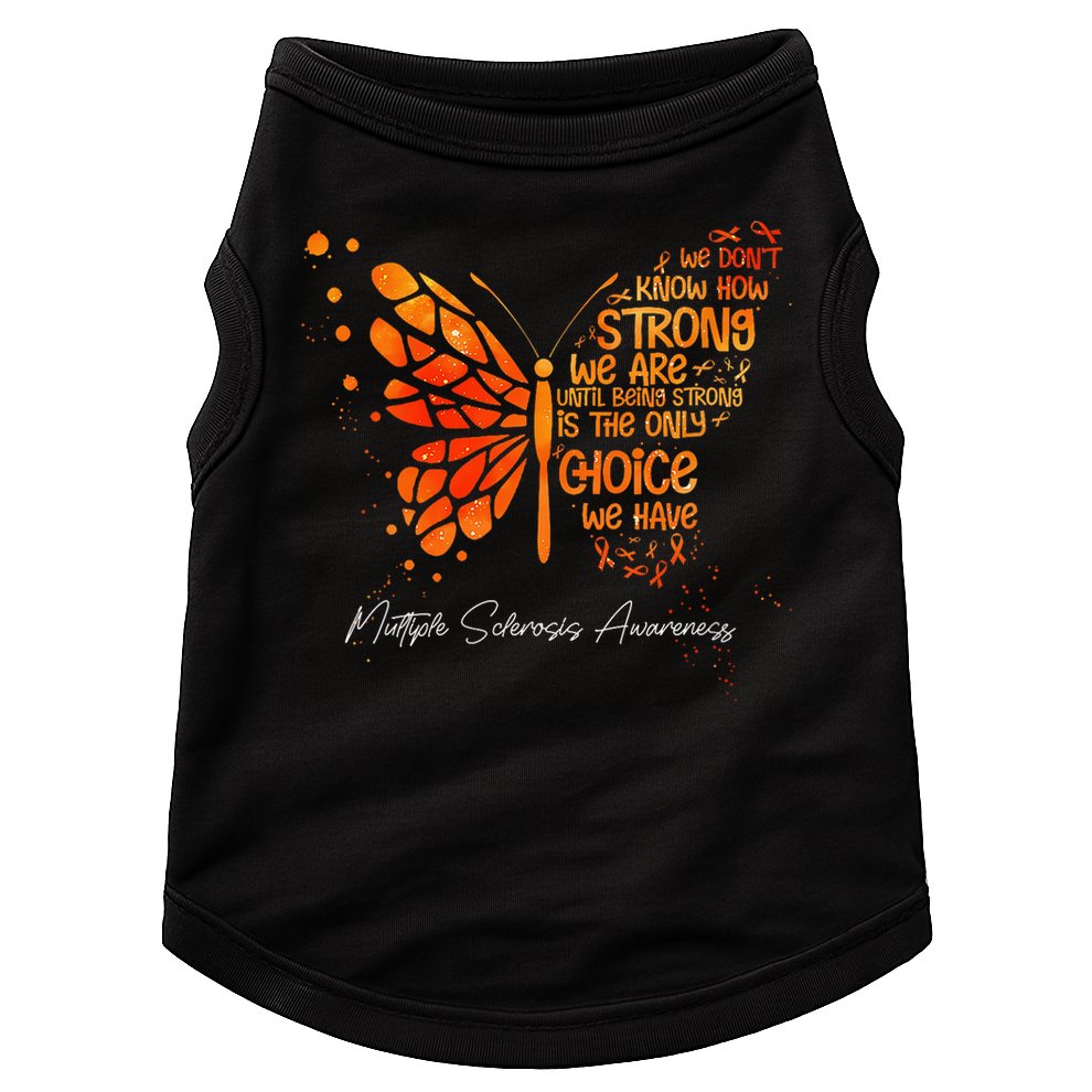 Butterfly Orange Ribbon Multiple Sclerosis Awareness Doggie Tank