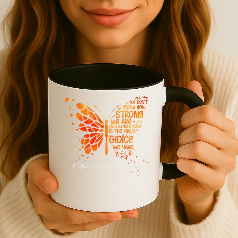 Butterfly Orange Ribbon Multiple Sclerosis Awareness Mug