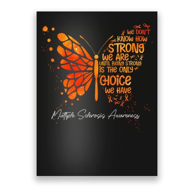 Butterfly Orange Ribbon Multiple Sclerosis Awareness Poster
