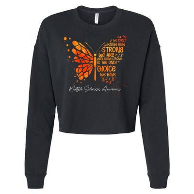 Butterfly Orange Ribbon Multiple Sclerosis Awareness Cropped Pullover Crew