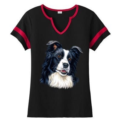 Border Collie Ladies Halftime Notch Neck Tee