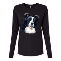 Border Collie Womens Cotton Relaxed Long Sleeve T-Shirt