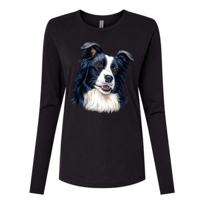 Border Collie Womens Cotton Relaxed Long Sleeve T-Shirt