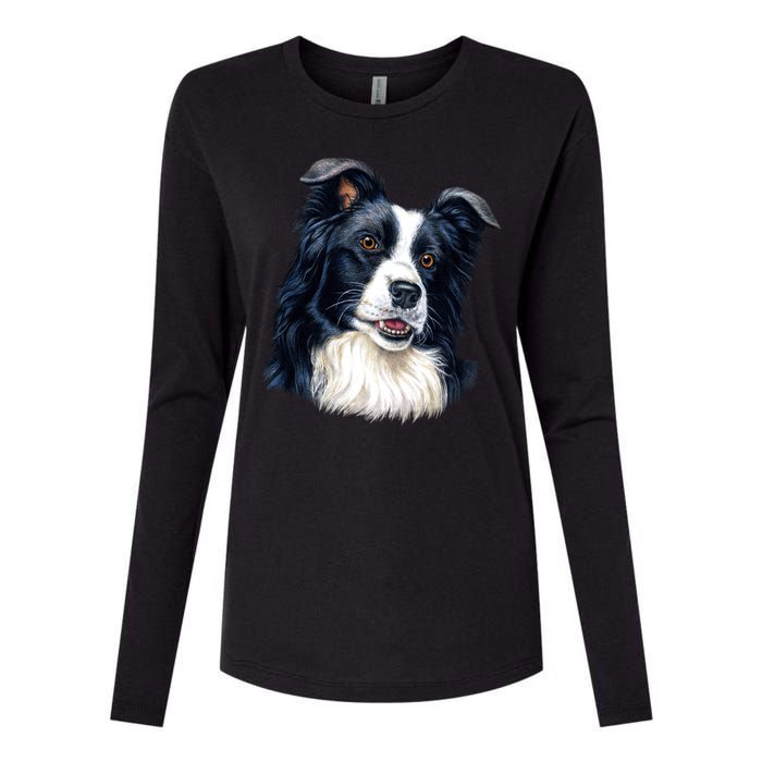 Border Collie Womens Cotton Relaxed Long Sleeve T-Shirt