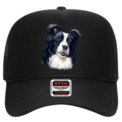 Border Collie High Crown Mesh Back Trucker Hat