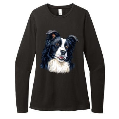 Border Collie Womens CVC Long Sleeve Shirt