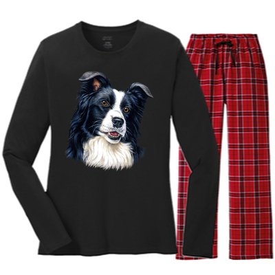 Border Collie Women's Long Sleeve Flannel Pajama Set 