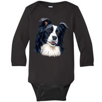 Border Collie Baby Long Sleeve Bodysuit