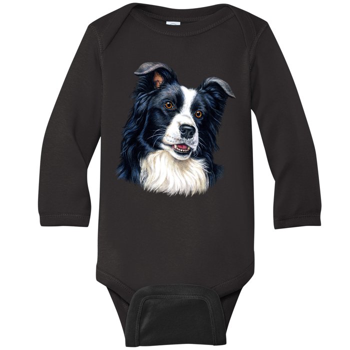 Border Collie Baby Long Sleeve Bodysuit