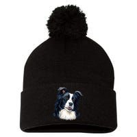 Border Collie Pom Pom 12in Knit Beanie