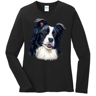 Border Collie Ladies Long Sleeve Shirt