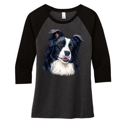 Border Collie Women's Tri-Blend 3/4-Sleeve Raglan Shirt