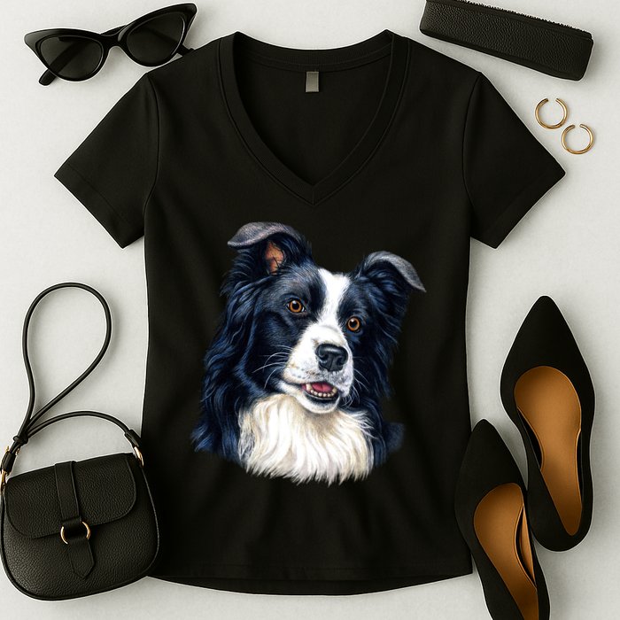 Border Collie Women's V-Neck T-Shirt