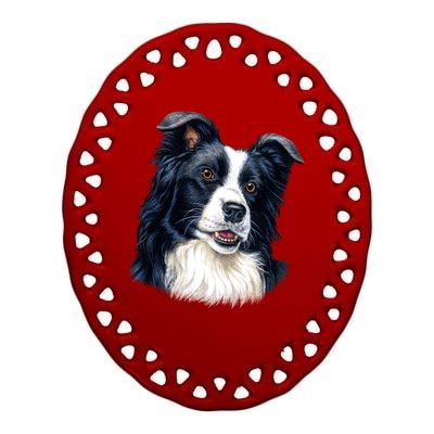 Border Collie Ceramic Oval Ornament