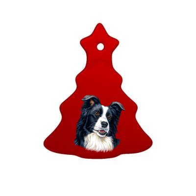 Border Collie Ceramic Tree Ornament