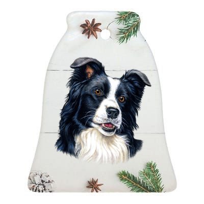 Border Collie Ceramic Bell Ornament