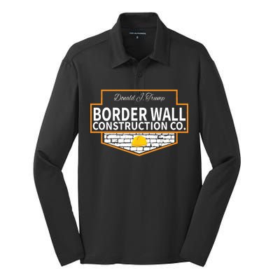 Border Wall Construction Co. Donald Trump Silk Touch Performance Long Sleeve Polo