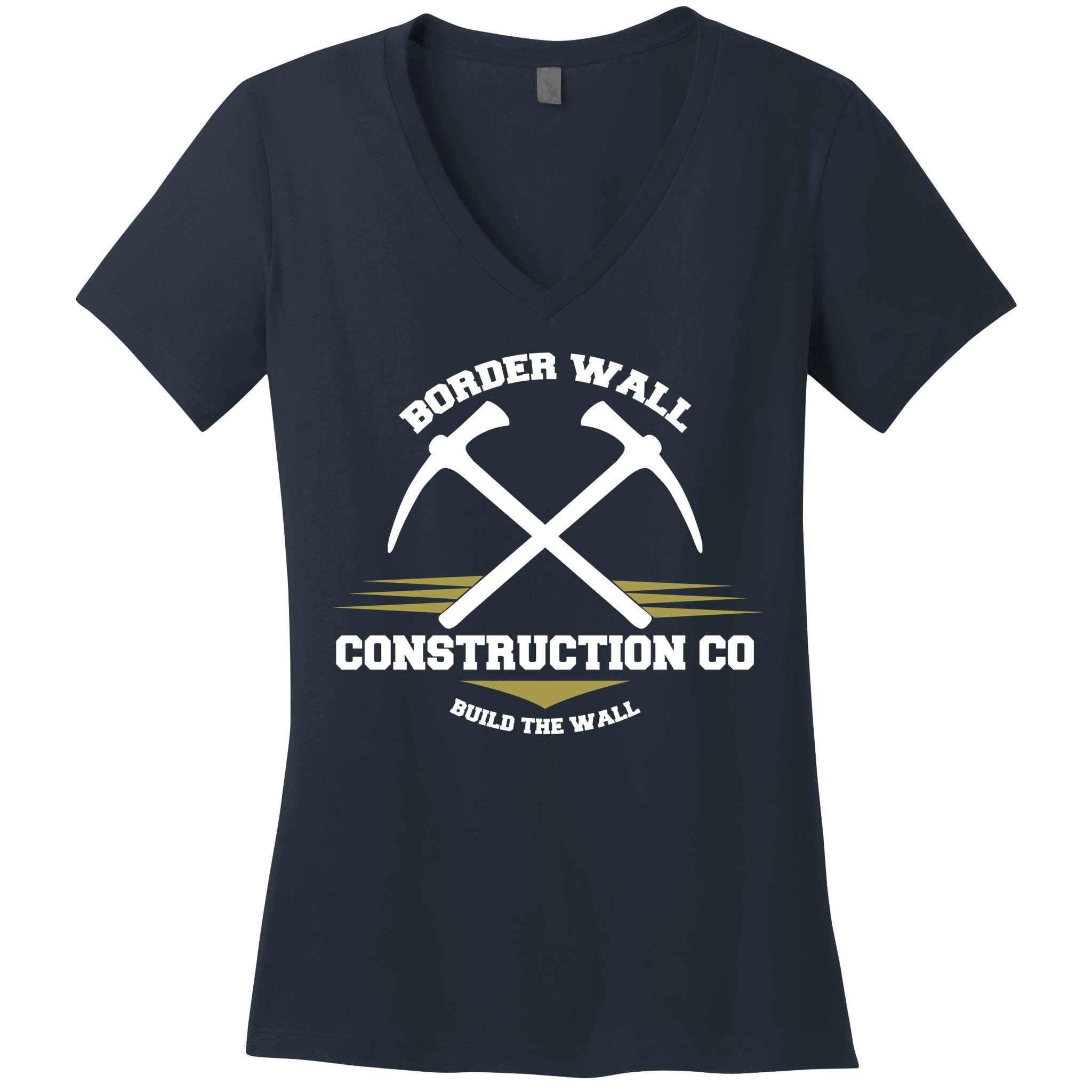Border Wall Construction CO Build The Wall Women's V-Neck T-Shirt