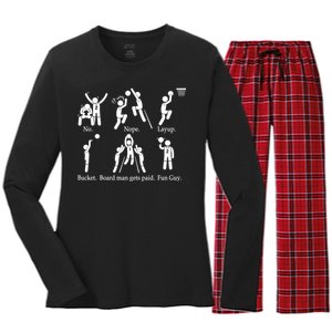 Bored Man Gets Paid Basketball Buckets Women's Long Sleeve Flannel Pajama Set 