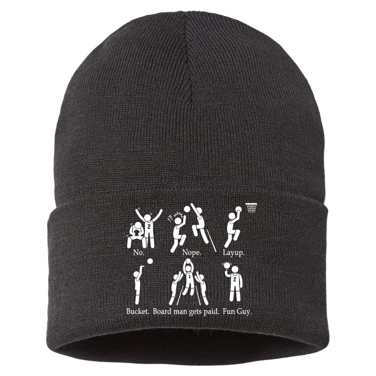 Bored Man Gets Paid Basketball Buckets Sustainable Knit Beanie