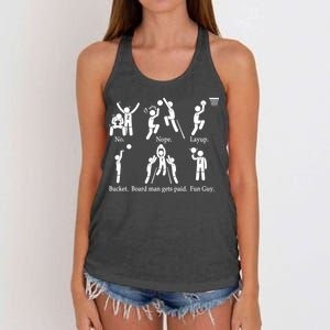 Bored Man Gets Paid Basketball Buckets Women's Knotted Racerback Tank