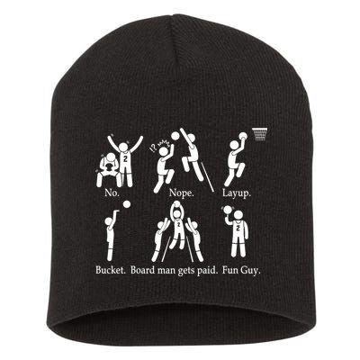 Bored Man Gets Paid Basketball Buckets Short Acrylic Beanie