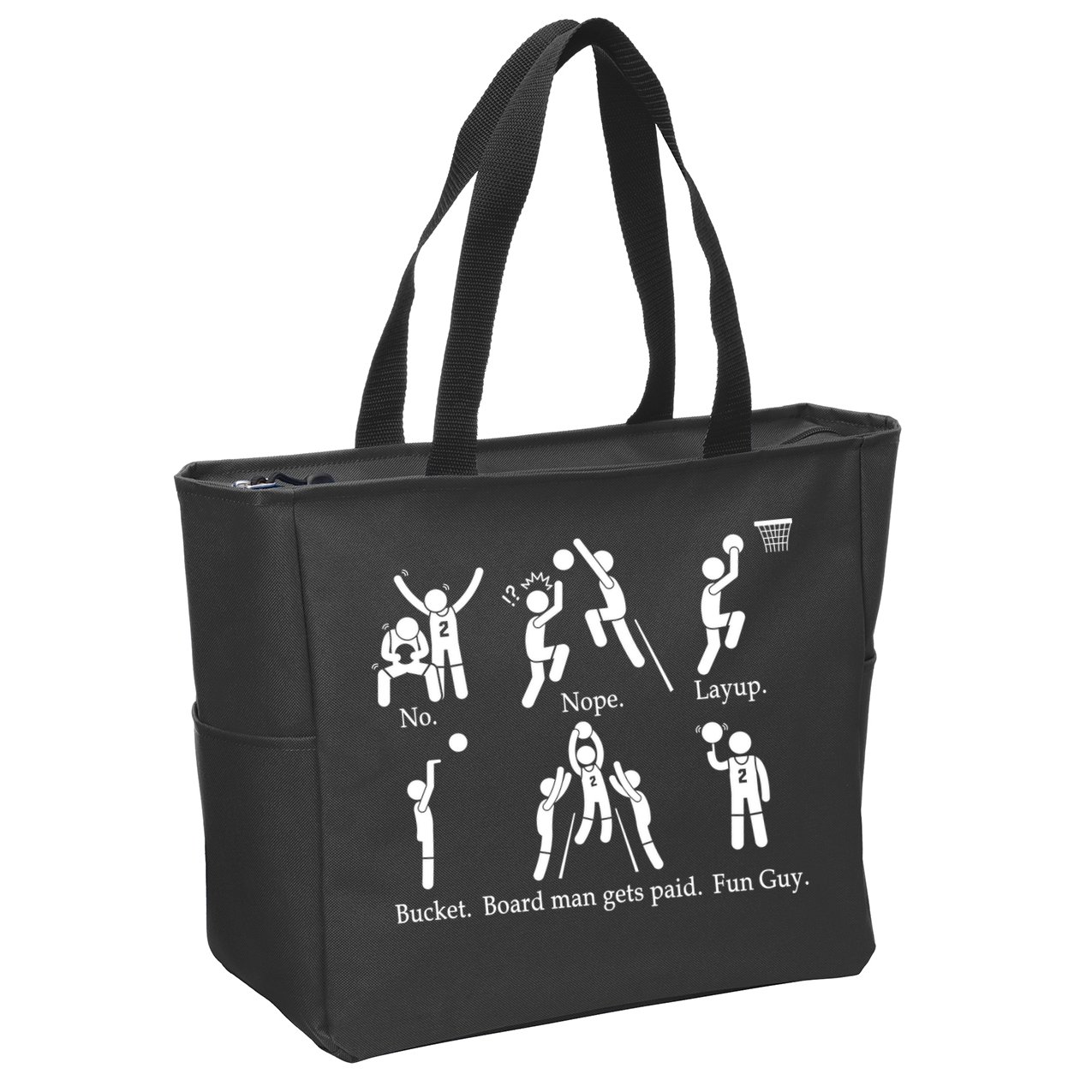 Bored Man Gets Paid Basketball Buckets Zip Tote Bag