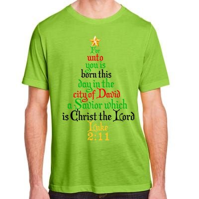  Born A Savior Christmas Christ The Lord Bible Verse Adult ChromaSoft Performance T-Shirt