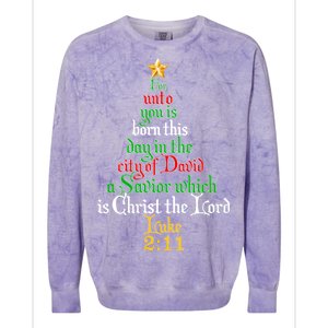  Born A Savior Christmas Christ The Lord Bible Verse Colorblast Crewneck Sweatshirt